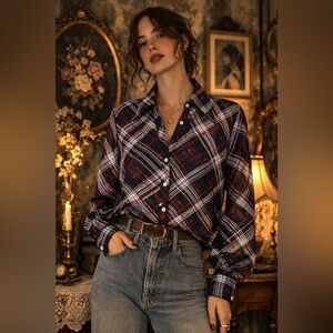 Vintage button up sheer shirt, size S/M